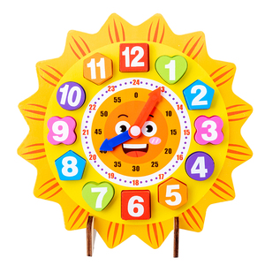 Best-selling Preschool Age Child Cognitive Shape Toys Geometric Wooden Digital Clock High Quality Wooden Digital Clock Toy - Product Image 2