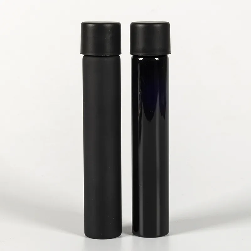 Matte Glossy UV Resistant Black Glass Test Tube Customized Borosilicate Vial with Child-Resistant Smooth Flat Cap