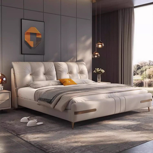 <span class=keywords><strong>Lit</strong></span> Queen Haut de Gamme en Cuir Écologique Moderne Simple Vent Design King <span class=keywords><strong>Lit</strong></span> Rembourré pour Maître Apatment Storage - Product Image 4