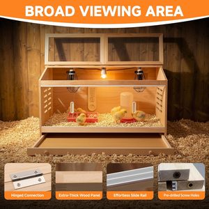 Grande cage en bois avec tiroirs pour hamster, poulailler, avec 3 lampes chauffantes, thermostat intelligent pour - Product Image 5