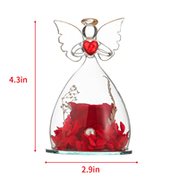 Cadeau de Noël Saint Valentin Anges uniques Préservés Roses éternelles dans un dôme en verre avec boîte-cadeau pour femmes filles