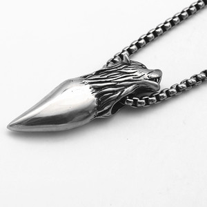 yunnique Collier pendentif dent de loup en acier inoxydable pour homme, bijoux animaliers, style Hip Hop Punk, design exagéré - Product Image 2