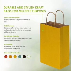 Kraft Paper Shop <b>Bags</b> with Handles Small <b>Craft</b> Totes Boutiques Birthday Parties Jewelry Merchandise <b>Bag</b> Simple Design Paper <b>Bag</b> - Product Image 3