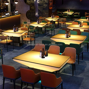 Mobilier de restaurant, tables de restaurant et meubles pour restaurant, table à manger avec base en métal et plateau noir lumineux à LED pour restaurant - Product Image 6