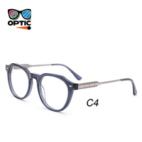 Nouvelle Arrivée Monture de Lunettes Optiques Rondes à Monture Complète en Acétate et Métal de Haute Qualité pour Hommes