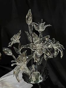 Ornement personnalisé en verre soufflé artisanal, fleur bleue, sculpture éternelle, cadeau romantique pour la Saint-Valentin, décoration pour la maison - Product Image 5