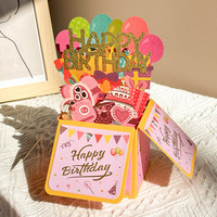 Cartes de vœux d'anniversaire 3D créatives et écologiques de luxe avec impression UV, finition pailletée, élégante boîte cadeau