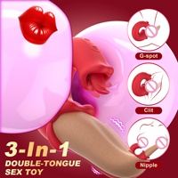 Vibrateur 3-en-1 pour femmes, stimulateur clitoridien et point G à double langue, avec fonction de léchage et de balancement puissant - Nouveauté promotionnelle