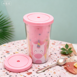 Custom logo Studded 24oz Tumblers Reusable Coffee <b>Plastic</b> Cups <b>Drinkware</b> Bling Double Wall Tumbler with Straw and Lid - Product Image 3