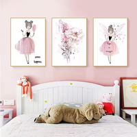 Poster merah muda Modern, dekorasi rumah untuk ruang tamu, lukisan kristal porselen, seni dinding, potret anak perempuan