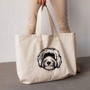 Bán buôn khuyến mãi tái sử dụng cotton hữu cơ lớn mô hình mới dễ thương phim hoạt hình túi vải đóng gói với tùy chỉnh in logo - Product Image 1