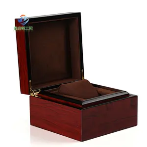 Wholesale High Quality Luxury Watch Case Custom Logo Watch Packaging Box Red And Black Wooden Watch Case