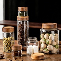 Bocaux de cuisine en verre borosilicate pour le stockage des aliments secs, ensemble de récipients avec couvercles en bois