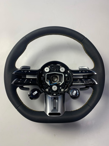 Volant en cuir compatible Mercedes-Benz W206 W205 W222 W223 W213 W177 W463 GLS63 SL63 C43 <span class=keywords><strong>S</strong></span> E a C AMG avec bouton OLED U88 - Product Image 1