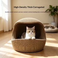 Griffoir pour chat en carton en forme de coquille 3D |   Maison pour chat en carton ondulé, lit cachette écologique pour chats petits et moyens