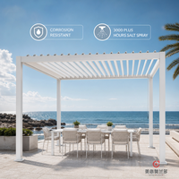 Pergola bioclimatique motorisée en aluminium et verre trempé MEIXIN ORLANDO, pour jardin d'hôtel de luxe moderne, terrasse extérieure.