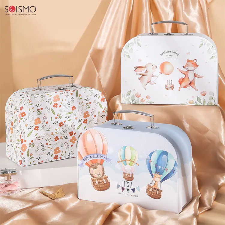 Valise en carton souvenir personnalisée Baby Born Shower Mini coffret cadeau Boîtes d'emballage pour enfants nouveau-nés