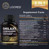 Capsules de Shilajit Complexe Viral Haute Concentration 15250mg avec Rhodiola et Ginseng pour Soutien Antioxydant, Immunitaire et Vitalité - Usage Adulte