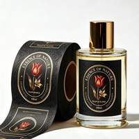 Autocollants 3D en relief noir pour parfums, bouteilles de parfum 5 ml et 10 ml, étiquettes adhésives personnalisées en or pour bouteilles en verre