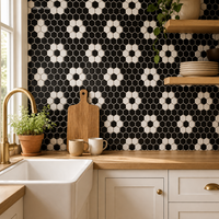 Autocollant mural moderne en mosaïque de cristal, motif floral, carrelage auto-adhésif en céramique, papier peint personnalisé pour chambre, cuisine, salon, décoration intérieure