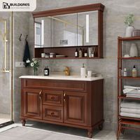 Buildgres-Vanité élégante en bois massif pour salle de bain