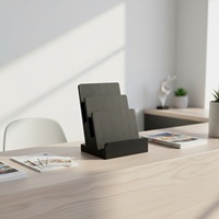 Présentoir à brochures en bois à 3 niveaux, support d'affichage noir pour brochures, livrets et menus de bureau