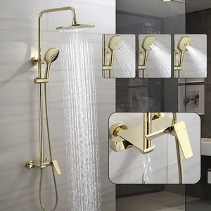 Mitigeur de douche mural en laiton Système de douche de luxe Robinet de salle de bain en laiton massif Luminaire de salle de bain chaud et froid Ensemble de douche