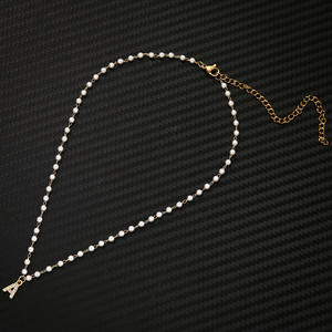 Collar Colgante <span class=keywords><strong>con</strong></span> Letras Iniciales <span class=keywords><strong>de</strong></span> Acero Inoxidable, Collar <span class=keywords><strong>con</strong></span> Perlas Simuladas, Joyería para <span class=keywords><strong>Mujer</strong></span> - Product Image 5