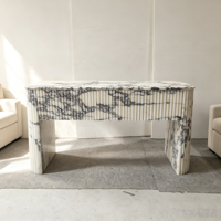 Table console de luxe en marbre Calacatta Viola, meuble de salon en pierre naturelle, bureau mural moderne, ensemble de table d'entrée