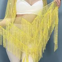 Foulard de danse du ventre classique scintillant avec franges en strass pour femme