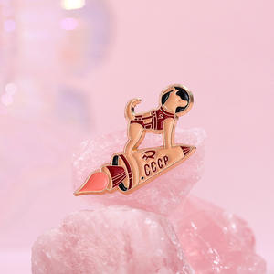 Galactic Rover pin Enamel kartun lucu hewan ruang anjing astronot anak anjing naik roket kuningan kerah lencana bros Logo unik - Product Image 4