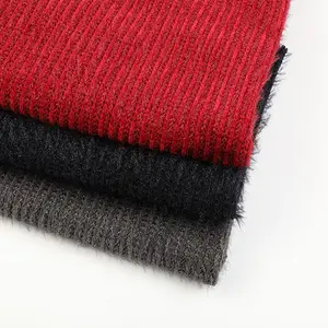 制造商高品质氨纶涤纶羽毛纱蓬松针织重型雪尼尔面料女式毛衣服装