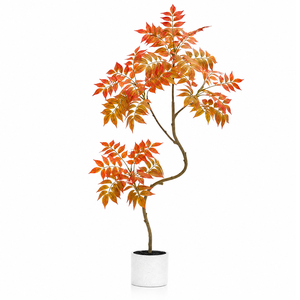 Albero Artificiale Realistico ed Ecologico di Alta Qualità, Pianta in Vaso di Plastica Rossa per Decorazione Interna e Ufficio, <span class=keywords><strong>Verde</strong></span> Moderno - Product Image 2