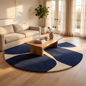 Modern Round Geometric Wool <b>Rug</b> Hand Tufted Handmade Circular Area Carpet for Bedroom Living Room <b>Nursery</b> Apartment Home Bulk - Product Image 4