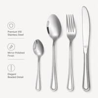 Ensemble de couverts modernes en acier inoxydable de haute qualité, finition miroir, durable, compatible lave-vaisselle, réutilisable, portable, pour le camping, en métal