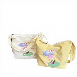 Japanese Style Casual Lightweight <b>Nylon</b> Tassel Two Zipper Closure Puppy <b>Tote</b> Bag for Girls Travel Student School Work Daily - Product Image 3
