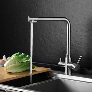 Rubinetto da <span class=keywords><strong>Cucina</strong></span> Moderno di Alta Qualità con Doppia Maniglia per Acqua Calda e Fredda, Miscelatore a 3 Vie in Acciaio Inox 304 con Filtro per Acqua Potabile - Product Image 3