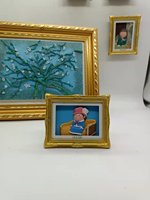 Aimant de réfrigérateur en résine personnalisé 3D avec motif de dessin animé de peintures de renommée mondiale dans un cadre doré, version Q