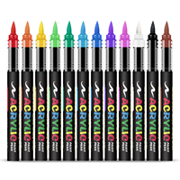 Stylos marqueurs à pointe pinceau en peinture acrylique, 12 couleurs, stylos à peinture acrylique de qualité supérieure pour la plupart des surfaces, fournitures d'art pour la création de projets DIY