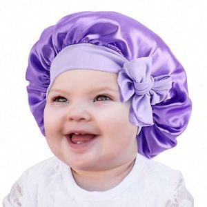 Lovely Plain Fashion Hot Sale Kids Hair Bonnet Satin Baby Bonnet Wholesale Kids Bonnet Satin Adjustable With <b>Tie</b> - Product Image 1