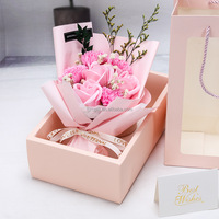 Fleurs de Savon Artificielles Très Demandées, Bouquet de Roses Roses Faites à la Main pour la Fête des Mères et la Saint-Valentin, Coffret Cadeau Fleuri