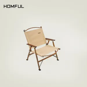 lienzo sillas plegables Suppliers-HOMFUL-sillas plegables de aleación de aluminio, portátiles, para acampar, con reposabrazos de madera