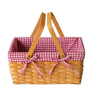 ตะกร้าหวายทรงสี่เหลี่ยมมีซับในของผู้หญิงตะกร้าสานพร้อมฟางสานสำหรับเป็นของขวัญและตะกร้าปิกนิกสีธรรมชาติเก็บของยุ่งเหยิงทุกวัน - Product Image 3