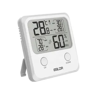 BALDR B0335 디지털 벽 온도계 습도계 시계 실내 온도 모니터 방 습도 게이지 온도 악기