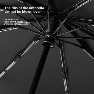 10-Rib Fully <b>Automatic</b> One-Button Open Close Hook <b>Umbrella</b> 190T Nylon 105cm Black Coating UV Protection Printed Business Gift - Product Image 4