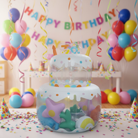 Modèle de gâteau gonflable transparent en PVC scellé pour la décoration et l'affichage lors d'événements, de fêtes et de centres commerciaux