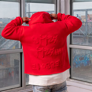 Fabricants de sweat-shirts en molleton français 100% coton, poids lourd 420 g/m², coupe ample, respirant, personnalisable, sweat-shirt à capuche en relief 3D, automne, homme - Product Image 2