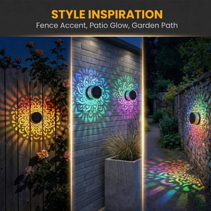 Lámpara de Proyección <span class=keywords><strong>Solar</strong></span> Mandala de 7 Colores Cambiantes, IP65 Impermeable, Decoración Automática para Cercas Metálicas, Terrazas, Postes, Patios y Jardines - Product Image 2