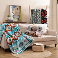 Plaid en sherpa bohème, couverture en polaire sherpa pour toutes les saisons, couverture aztèque du sud-ouest