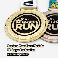Médailles sportives en métal 3D personnalisées Go Girl Run - Design antique moderne pour les événements de triathlon, de marathon et de course à pied